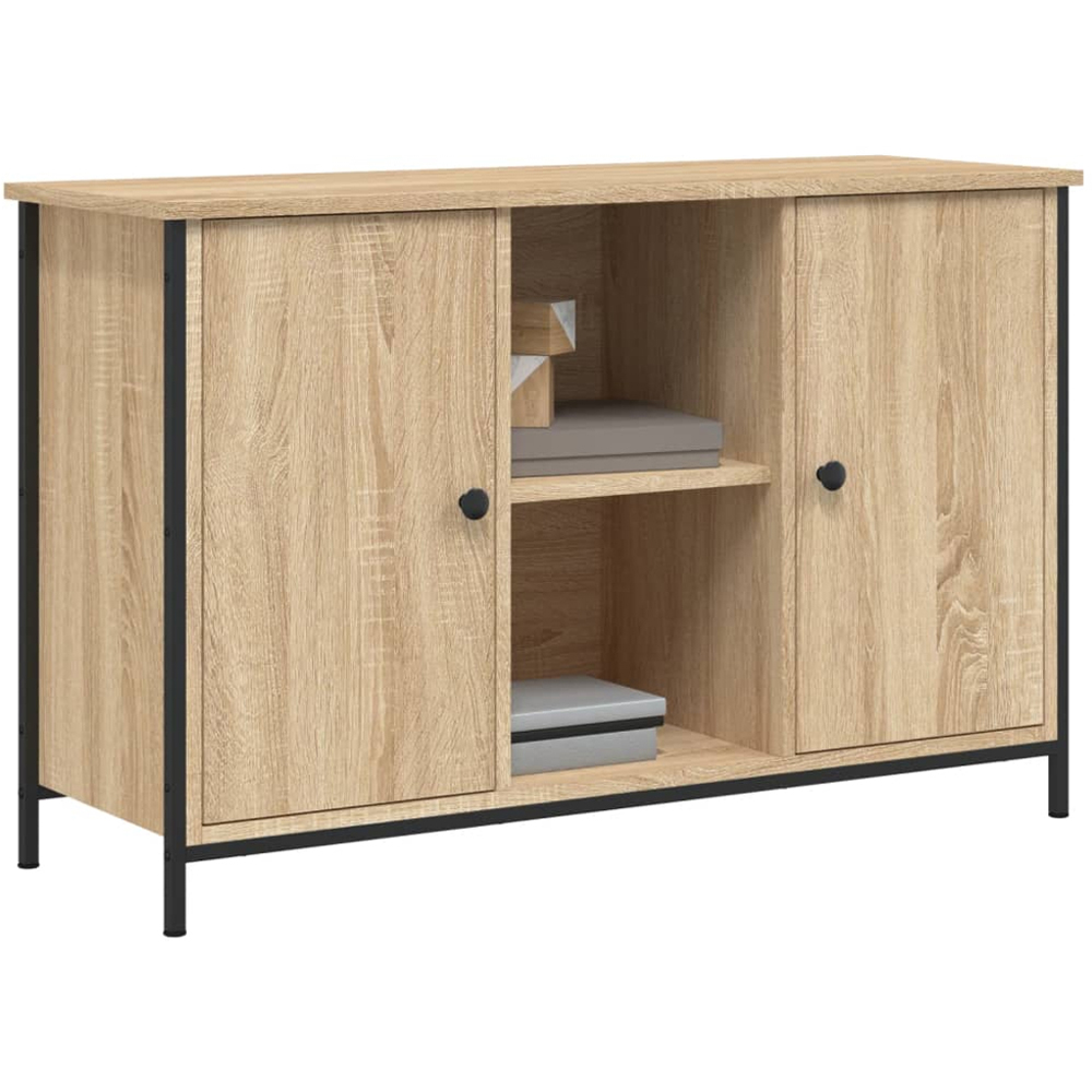 vidaXL 2 Door 2 Shelf Sonoma Oak Industrial Style TV Cabinet Image 3