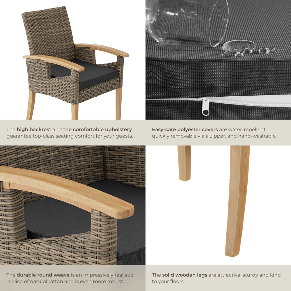 tectake Rosarno Nature Polyrattan Garden Chair Image 5