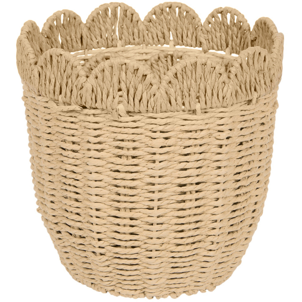 Set of 2 Aspen Scalloped Woven Planters - Brown Image 3