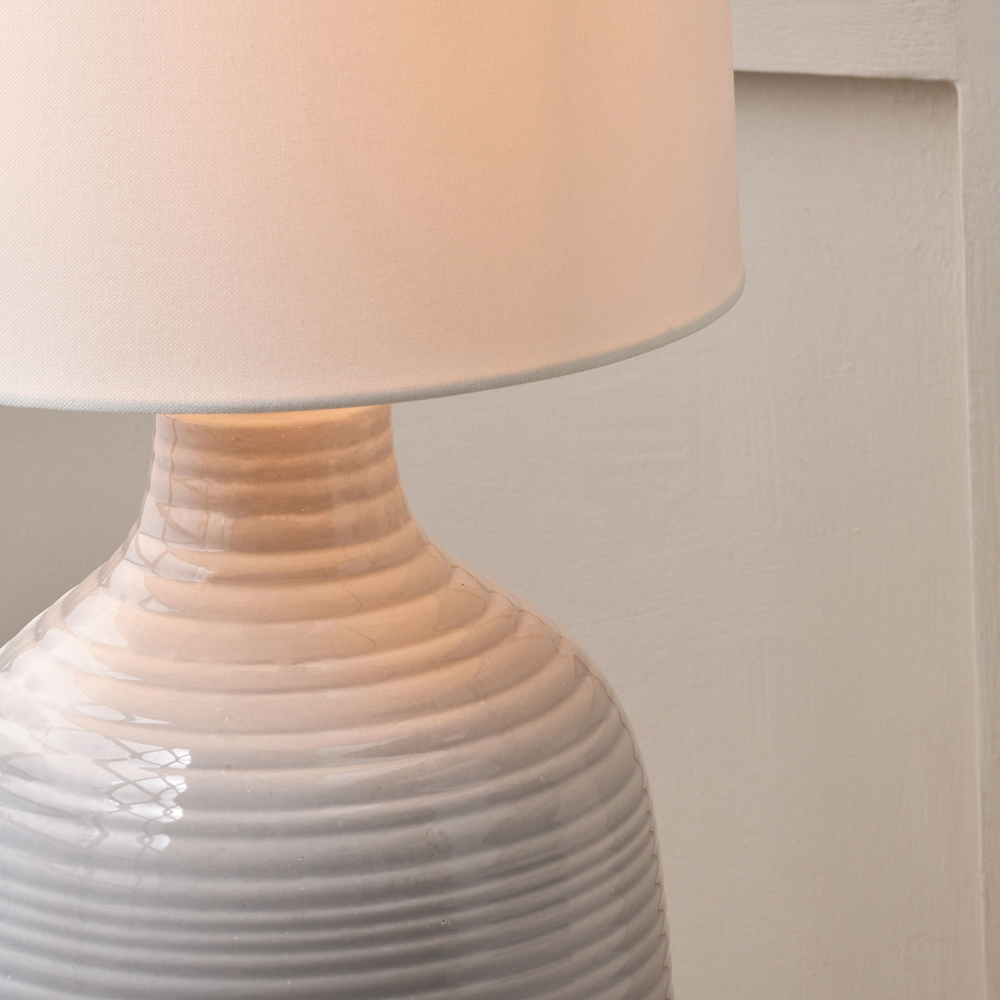 Pacific Lifestyle Venus Cream Fabric Shade Blue and Grey Ombre Ceramic Floor Lamp Image 3