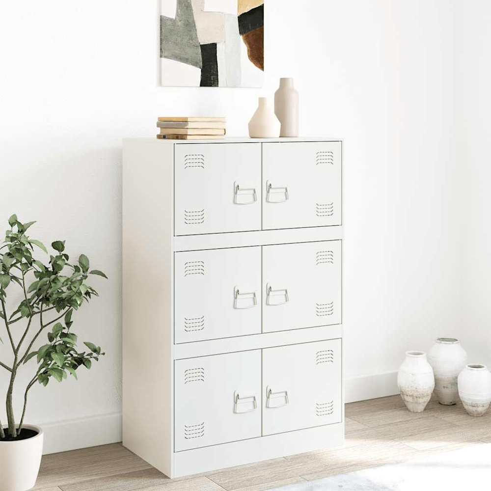 vidaXL 6 Door White Steel Sideboard Image 9