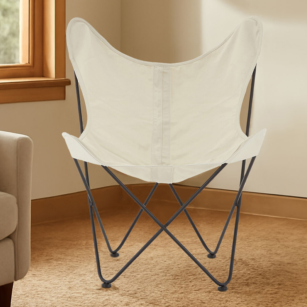 Premier Housewares Sienna White Faux Fur Butterfly Chair Image 5
