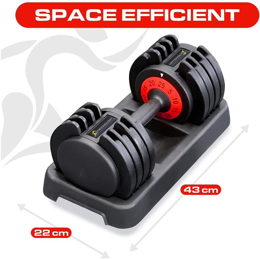 Strongology Tundra 25 Black Adjustable Dumbbell and Weights Set 25kg Image 9