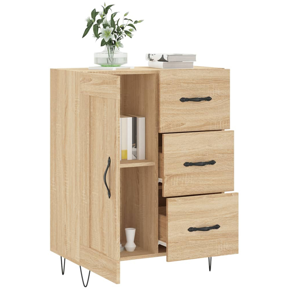 vidaXL Single Door 3 Drawer Sonoma Oak Sideboard Image 4