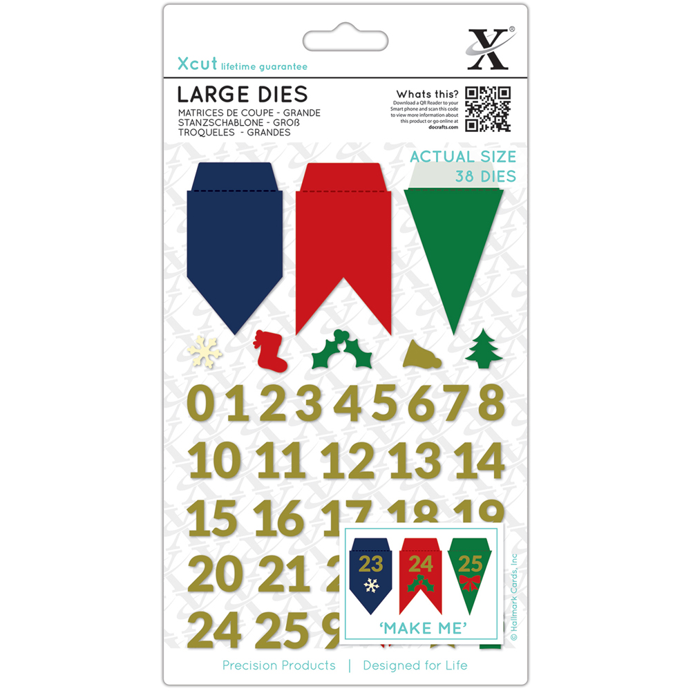 Xcut 38 Piece Silver Advent Bunting Dies Set Large Image