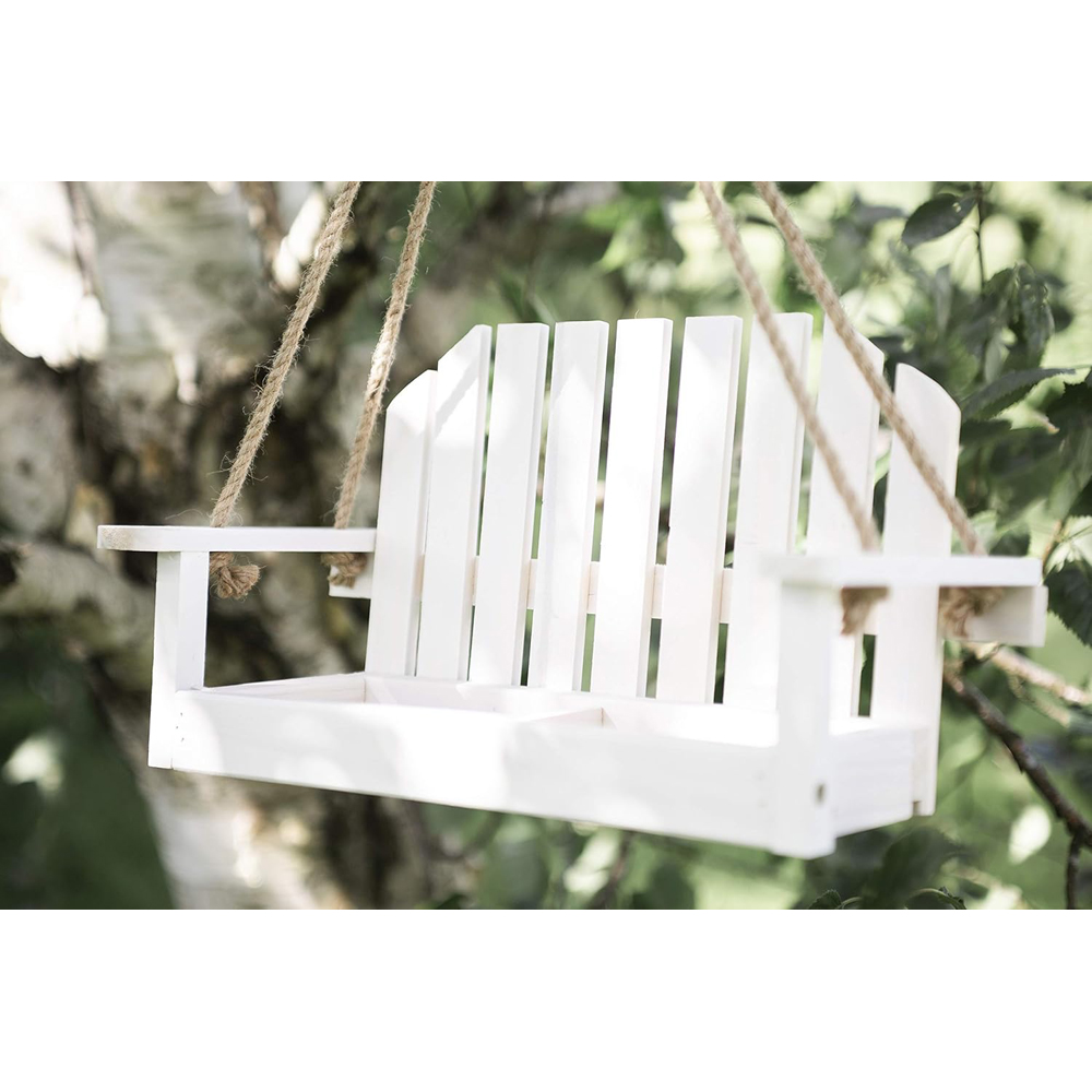 Marco Paul White Wooden Swing Seat Bird Feeder Image 4