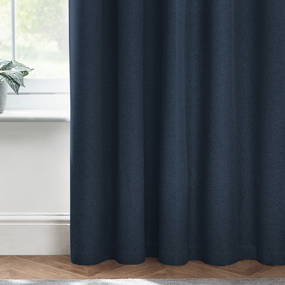 furn. Dawn Blue Textured Blackout Eyelet Curtains 229 x 183cm Image 3