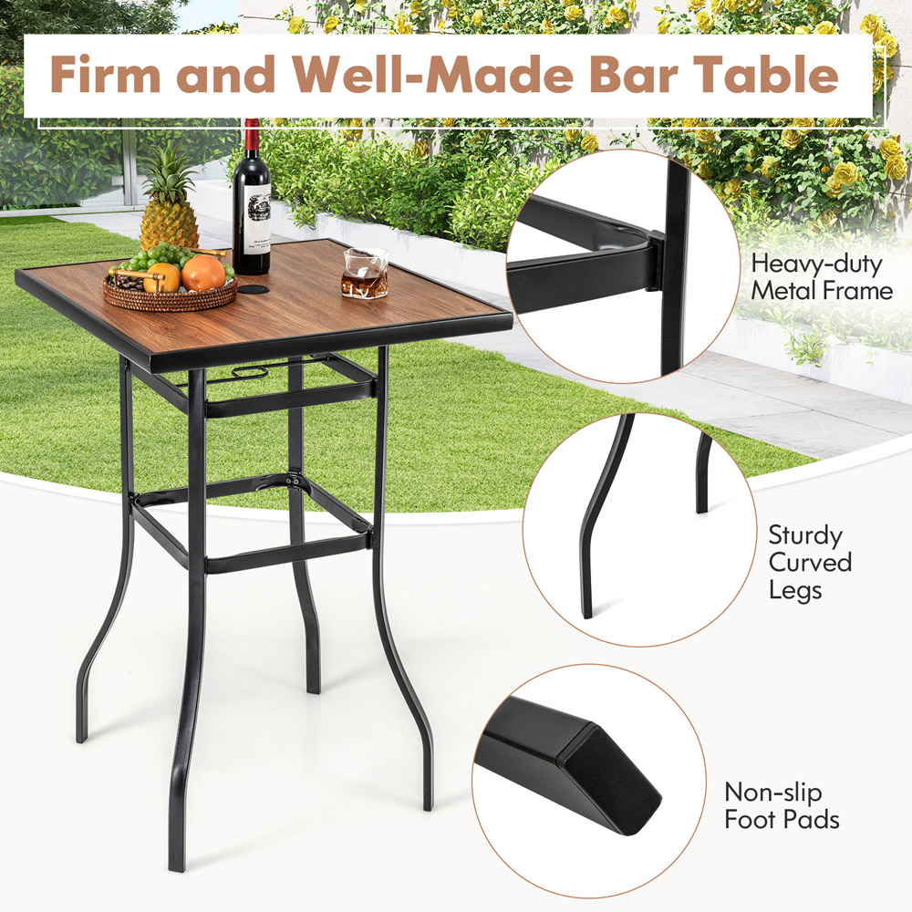 Costway Square Bar Height Poolside Table Image 7
