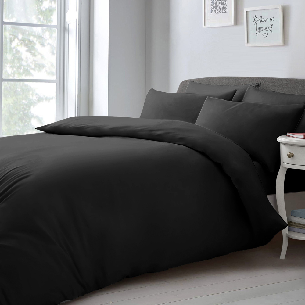 Velosso Microfibre Super King Size Black Duvet Set Image
