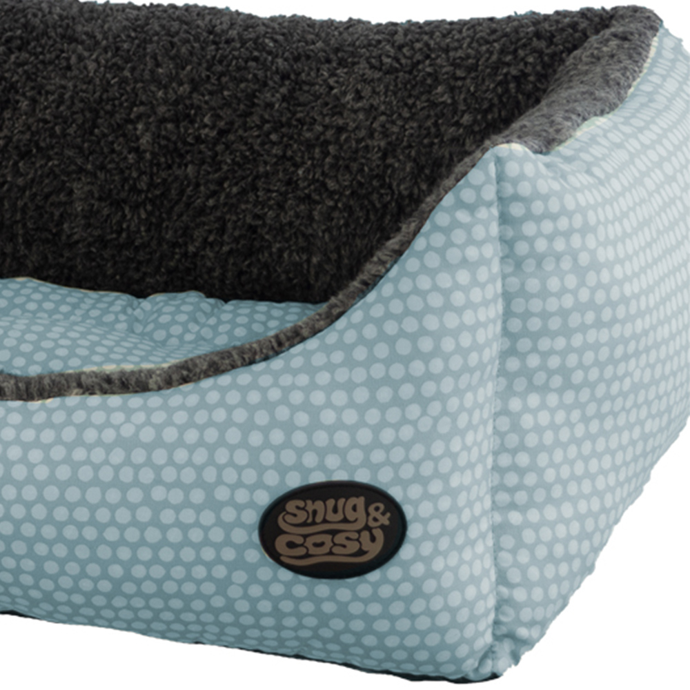Snug & Cosy Medium Rectangle Light Blue Polka Dot Dog Bed Image 3