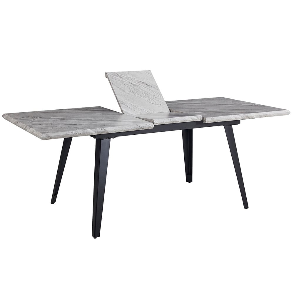 Carvelle Metal Dining Table & 6 Seaton Grey Chairs Set Image 4