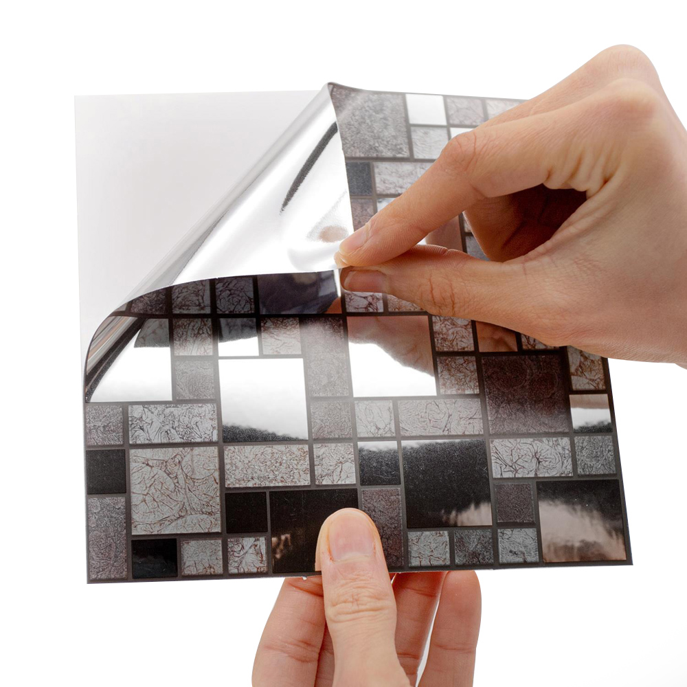 Walplus Metallic Silver Grey Stone Mosaic Self Adhesive Tile Sticker 24 Pack Image 4