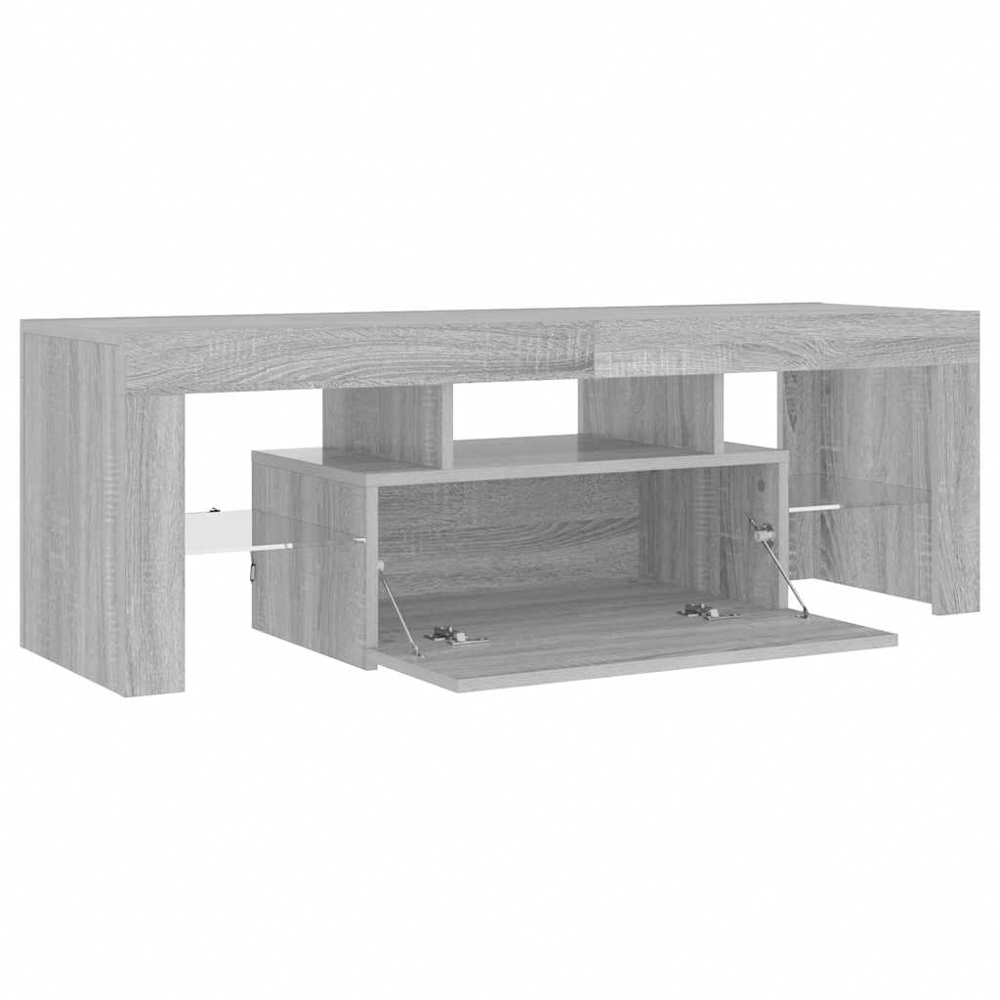 vidaXL Single Drawer 5 Shelf Grey Sonoma TV Cabinet with RGB LED Lights Image 5