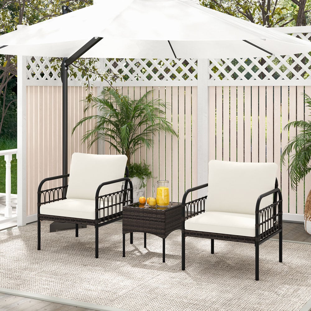 Costway 2 Seater Wicker Patio Bistro Set White Image 5