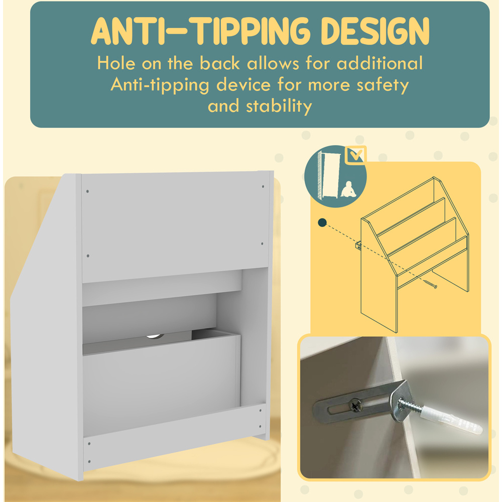 AIYAPLAY Single Drawer 3 Shelf White Kids Bookshelf Image 6