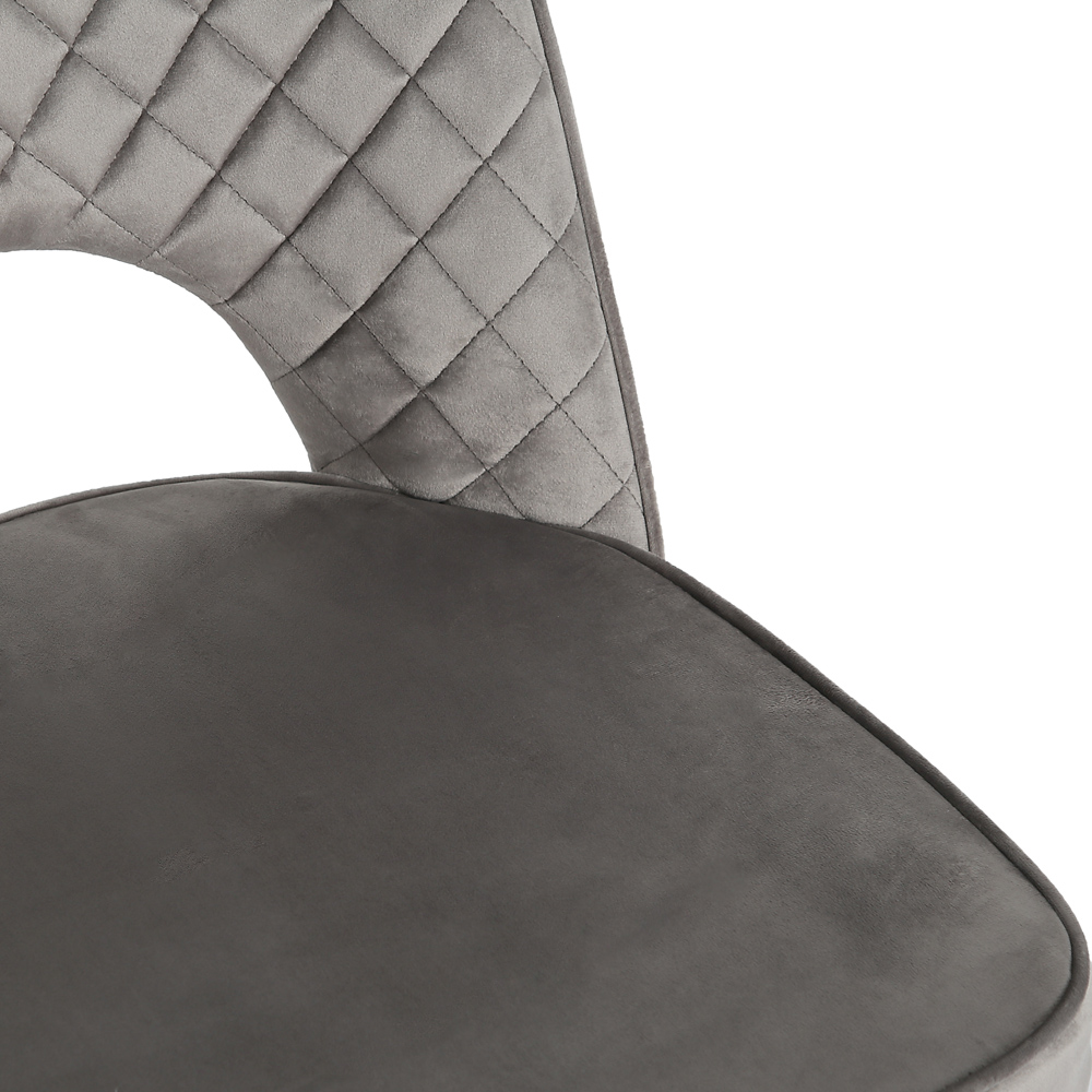 Metis Set of 2 Dark Grey Velvet Dining Chair Image 7