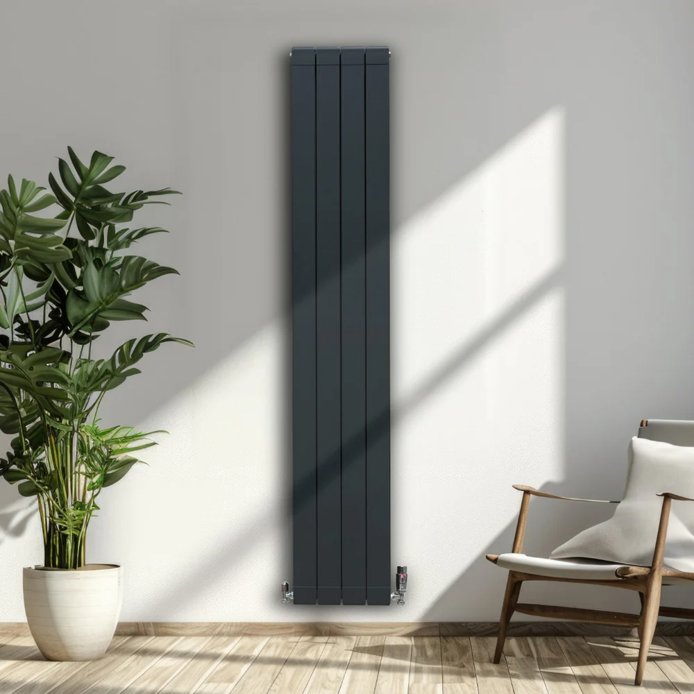 Monster Shop 5856BTU Anthracite Grey Aluminium Radiator with Valves 1800 x 315mm Image 2