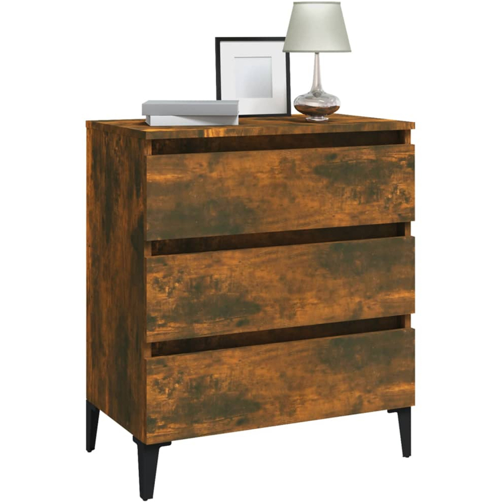 vidaXL 3 Drawer Smoked Oak Sideboard Image 3