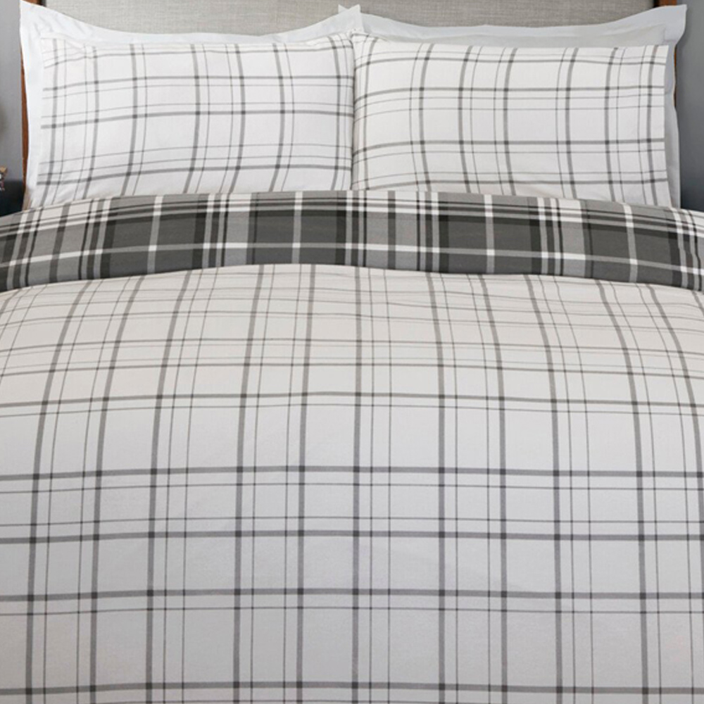 Balmoral Check Duvet Set Grey Superking Image 3