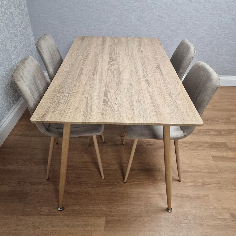 Kosy Koala 4 Seater Wood Effect Padded Dining Set Beige Image 4