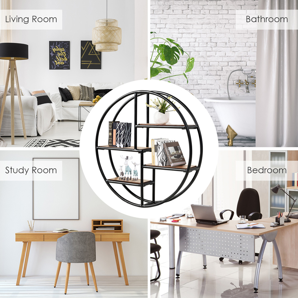 Costway 4 Shelf Round Wall Unit Image 8