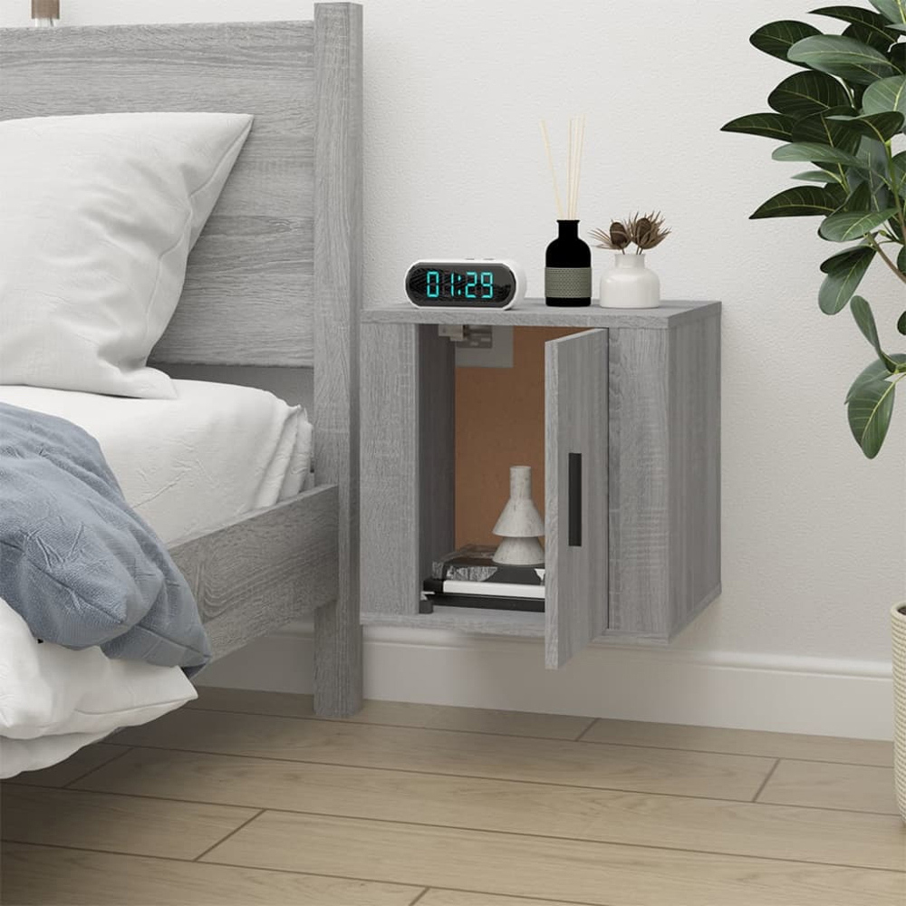 vidaXL Single Door Grey Sonoma Wall Mounted TV Cabinet Image 9