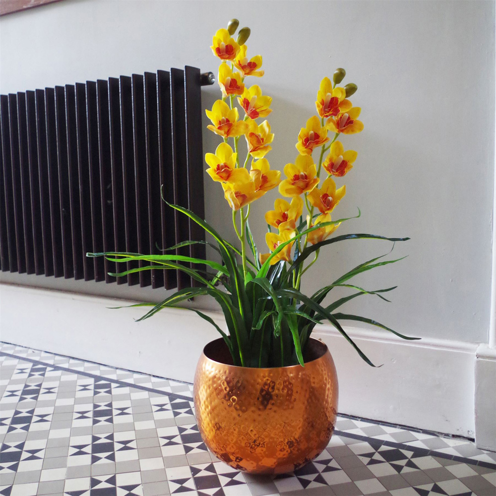 Leaf Yellow Orchid Flower Artificial Plant 90cm Image 4