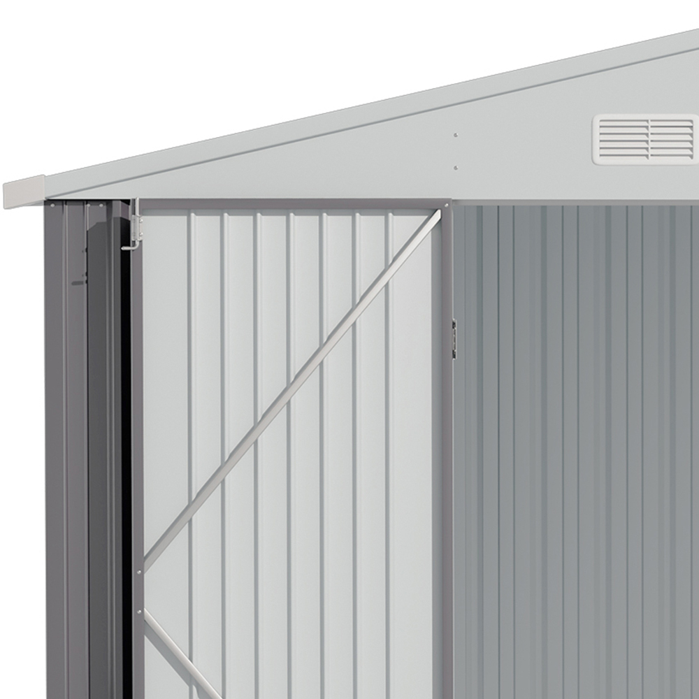 Living and Home 10.4 x 8.7ft Grey Lockable Metal Storage Shed Image 5