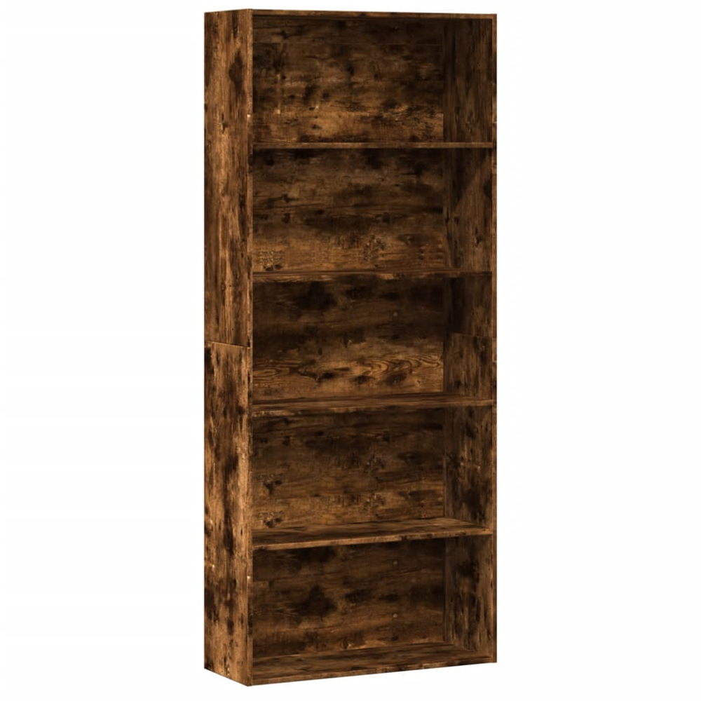vidaXL 5 Shelf Smoked Oak Bookcase Image 2
