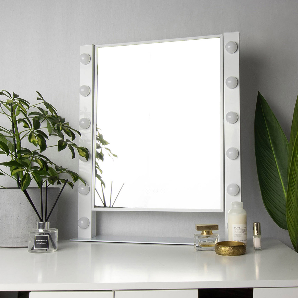 Jack Stonehouse White Mae Hollywood Vanity Mirror with 12 LED Bulb Image 5