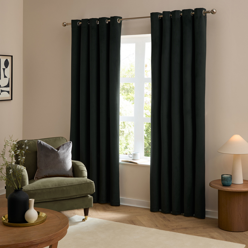 Furn The Ultimate Black Velvet Blackout Eyelet Curtains 229 x 229cm Image 5