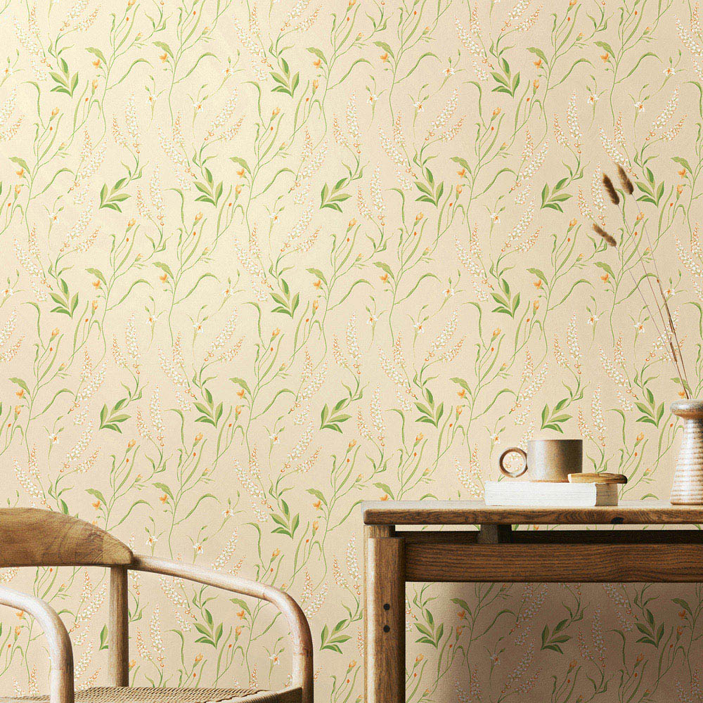 Hoopla Walls Oasis Springtime Meadow Golden Straw Wallpaper Image 2
