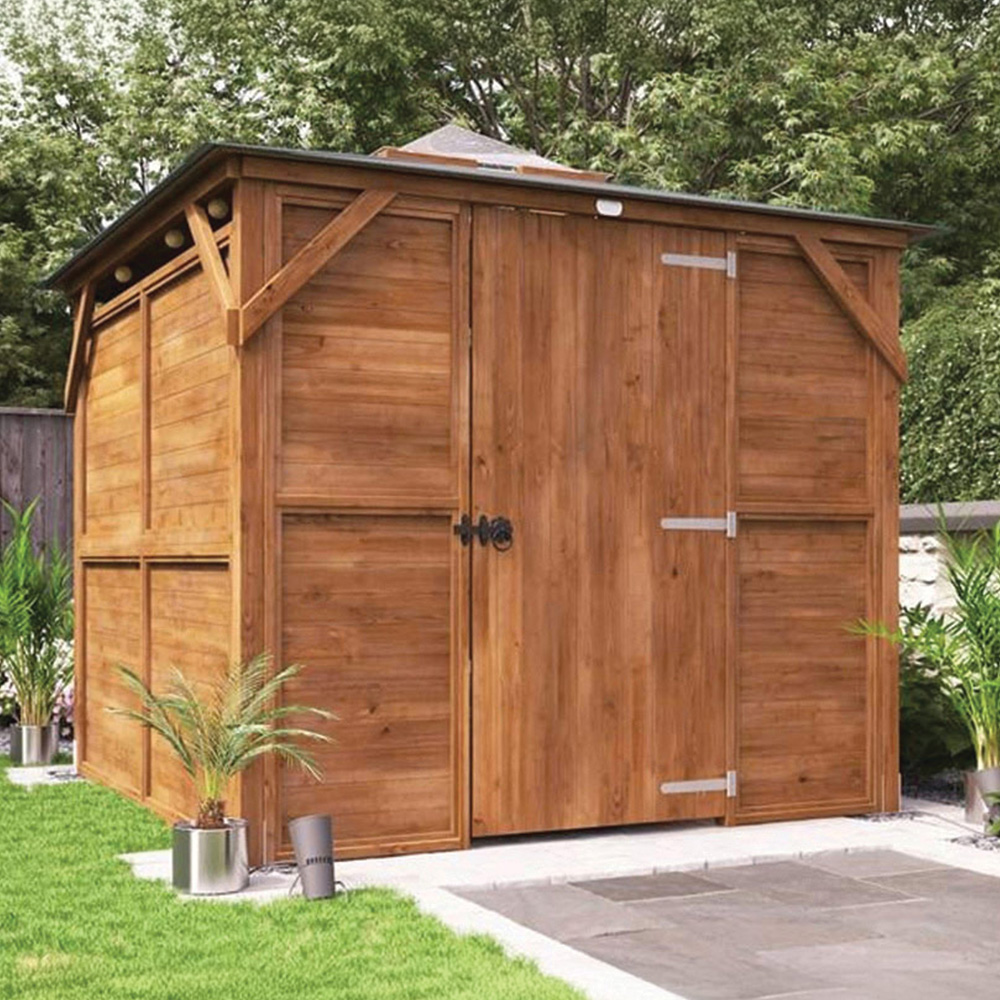 Dunster House Erin 2.5 x 2.5m Brown Superfelt Garden Gazebo with Solid Wall Sides Image 1