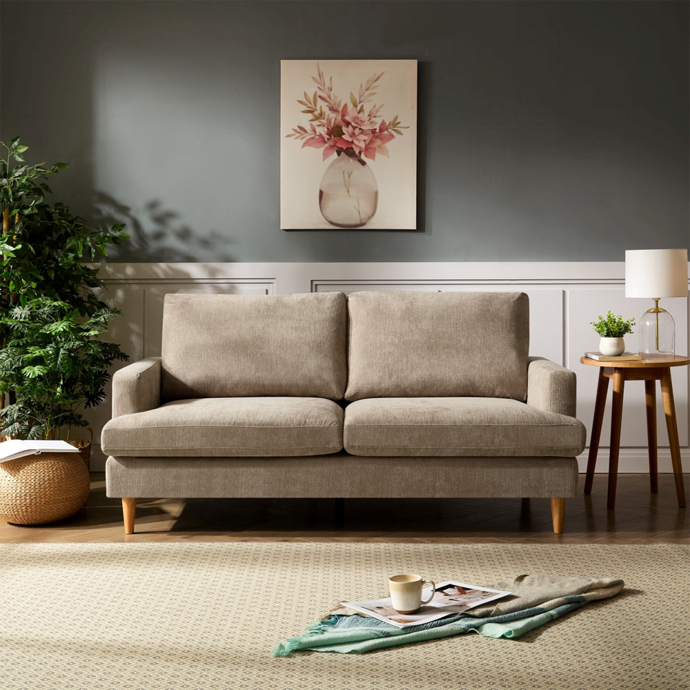 Artemis Home Newsome 3 Seater Light Brown Fabric Sofa Image 3