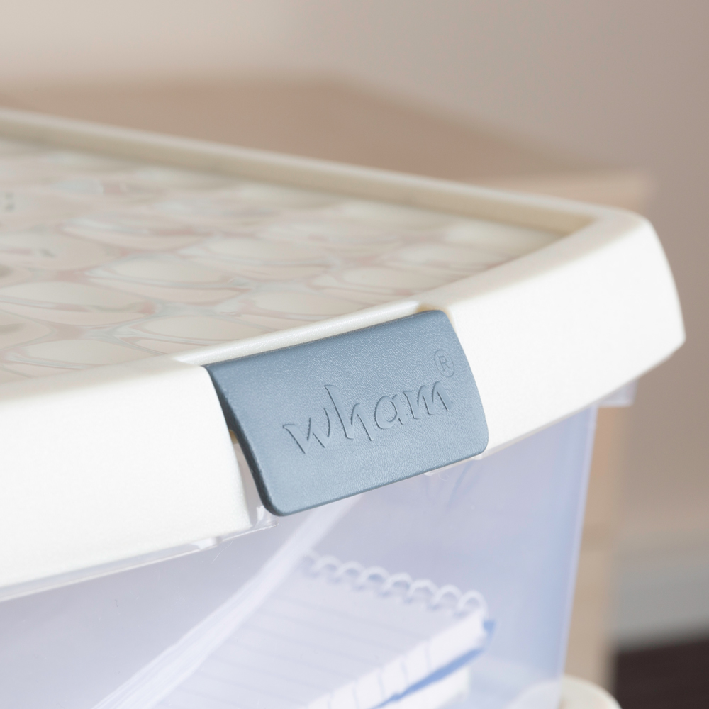 Wham Clip 13.2L Clear Stone and Slate Grey Square Storage Box with Lid 4 Pack Image 6