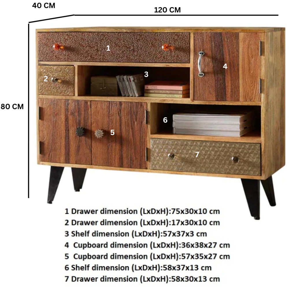 Brooklyn Monaco 3 Door 3 Drawer 2 Shelf Large Sideboard Image 6