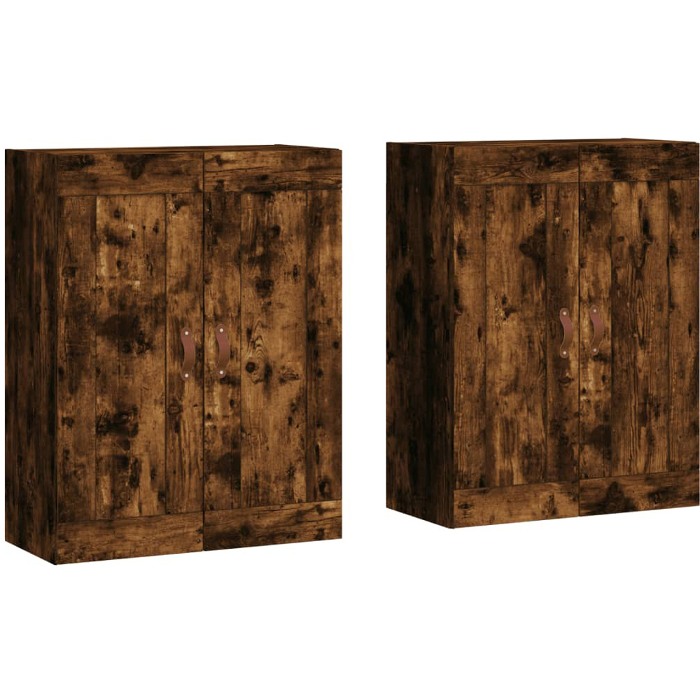 vidaXL 2 Door Brown Smoked Oak Wall Mounted Cabinet 2 Pack Image 2