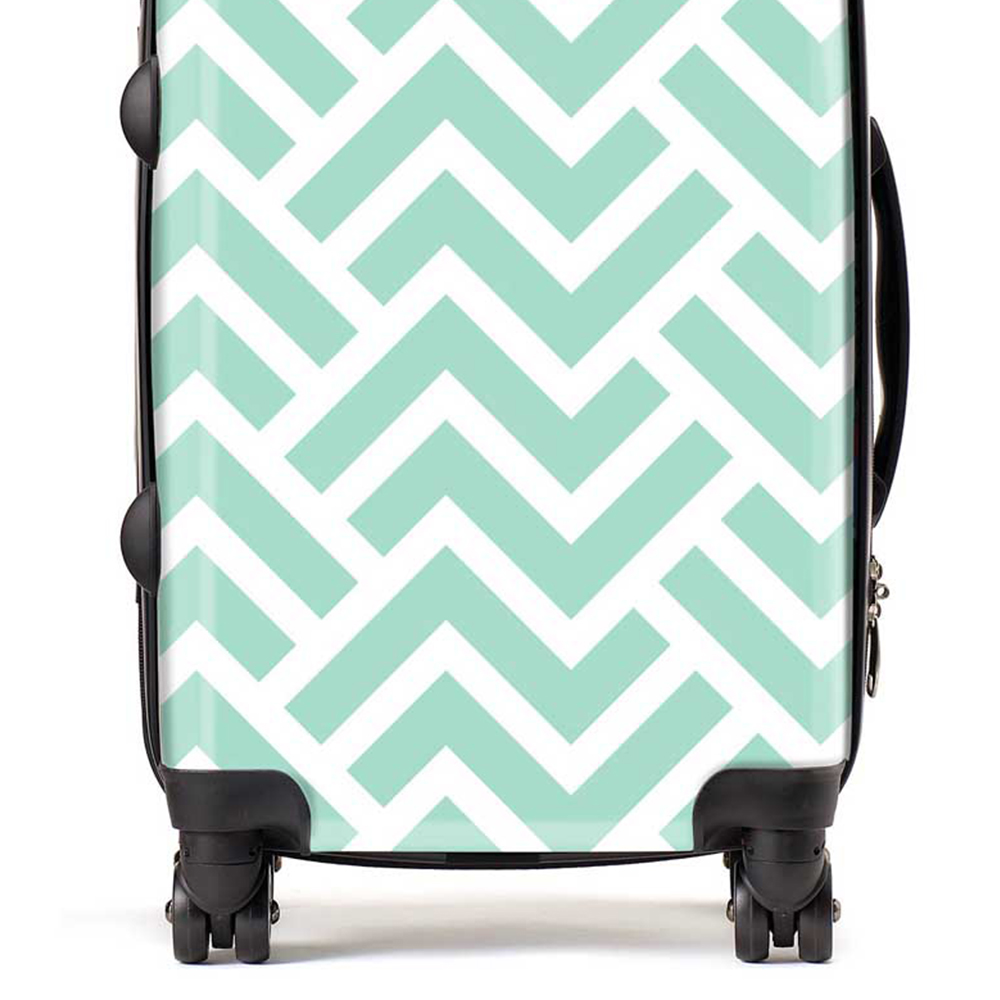 Warren Reed Designer Cabin Green Geometric Pattern Suitcase Image 2