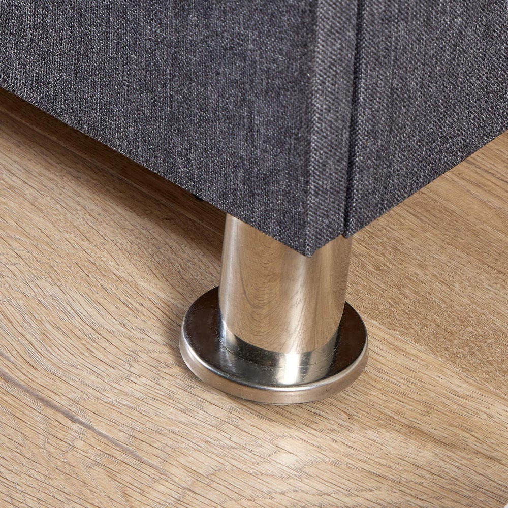 Home Source Pewter Dark Grey Padded Ottoman Image 4