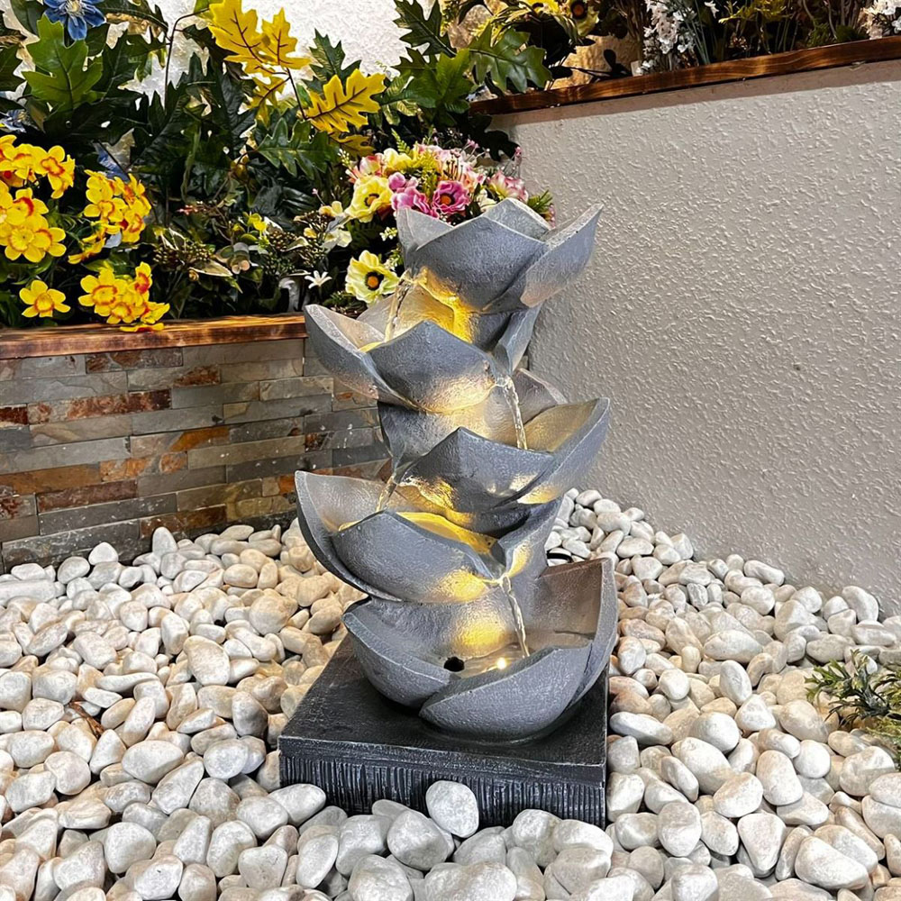 Tranquillity Lotus Leaf Solar Powered LED Water Feature Image 2