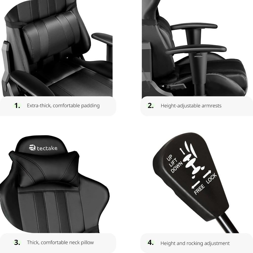 tectake Black Gaming Chair Image 3