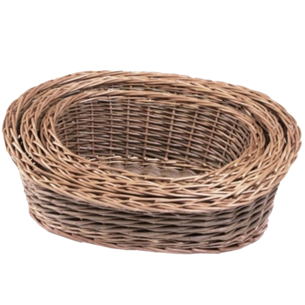 Red Hamper Two Tone Green Oval Willow Tray Set of 3 Image 1