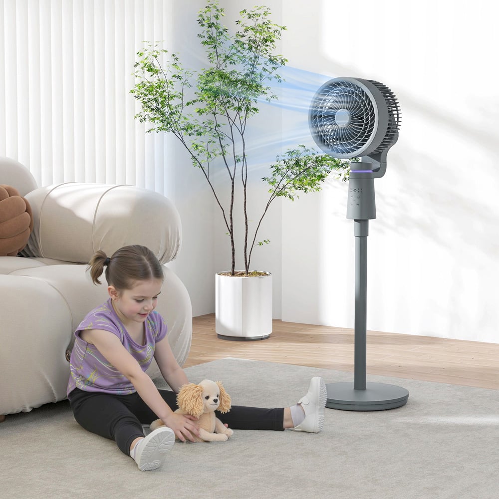HOMCOM Grey Oscillating Pedestal Fan 37 inch Image 3