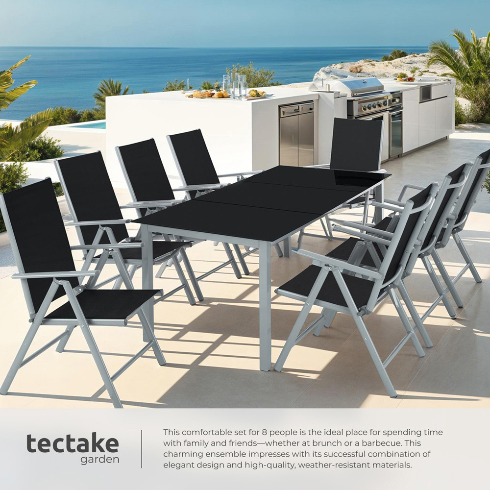 tectake Pompeii 8 Seater Silver Adjustable Garden Table and Chair Set Image 4