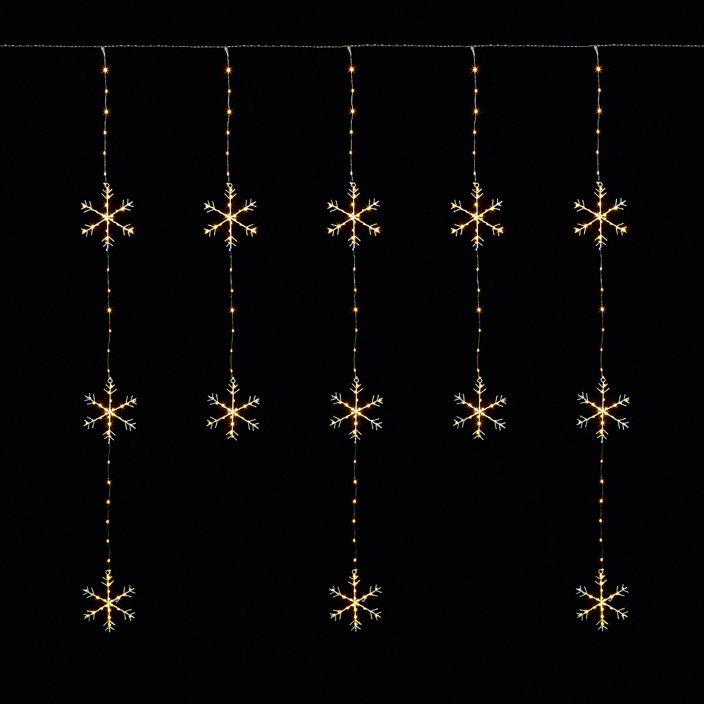 Premier 390 LED Warm White Snowflake Curtain Light Image 2