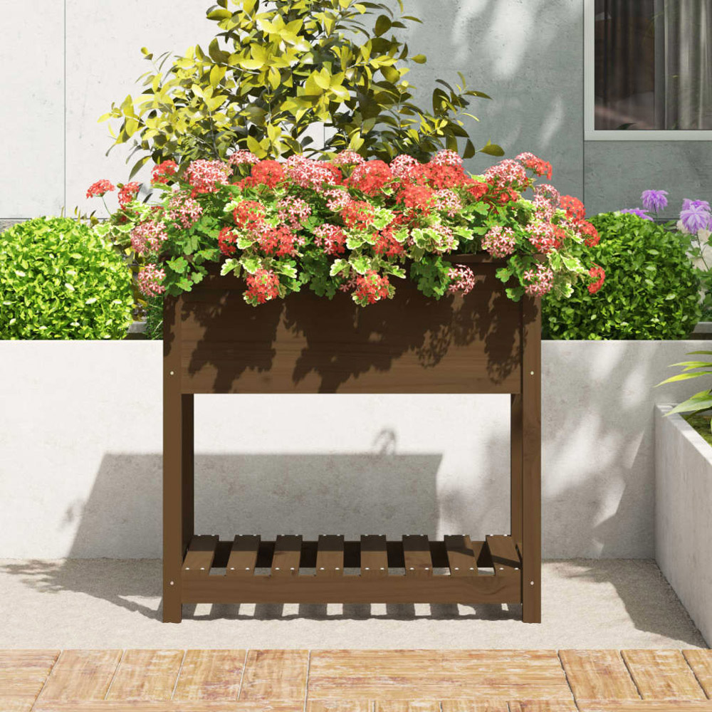 vidaXL Brown Solid Pine Raised Garden Planter 82.5 x 54 x 81cm Image 2
