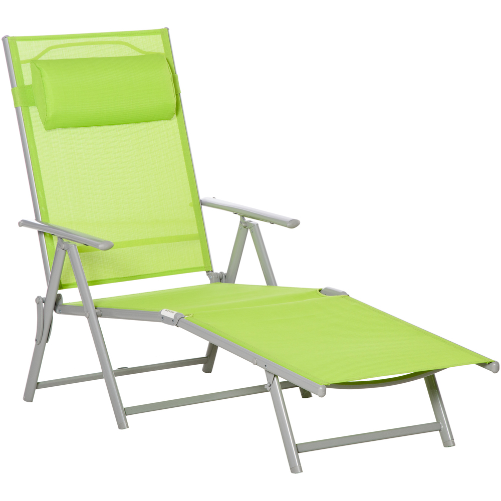 Outsunny Green Reclining Folding Sun Lounger Image 2