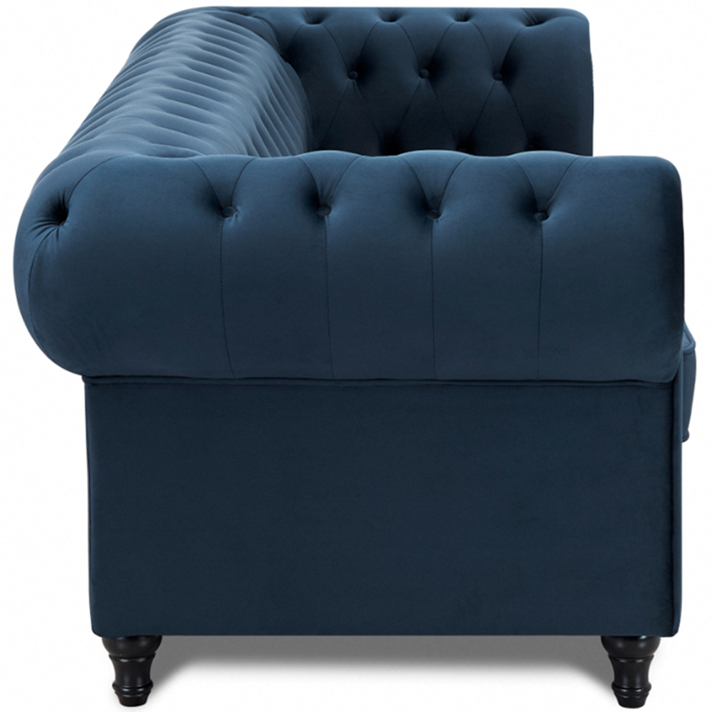 Home Detail Chesterfield 3 Seater Pleat Midnight Blue Velvet Sofa Image 4