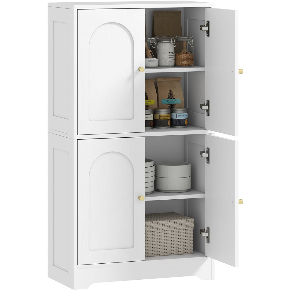 HOMCOM 4 Door White Arched Kitchen Cupboard Image 2