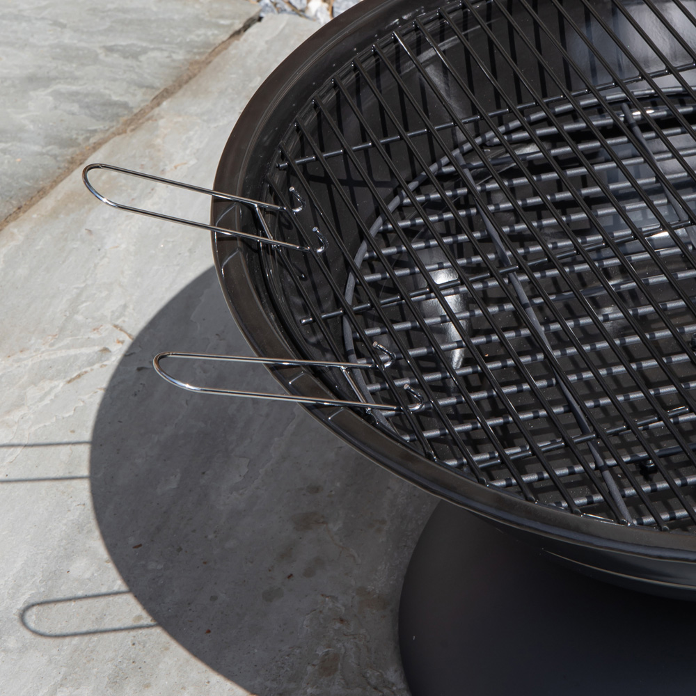Samuel Alexander Black Steel Outdoor Lustre Enamelled Fire Pit with Fire Poker 52cm Image 8